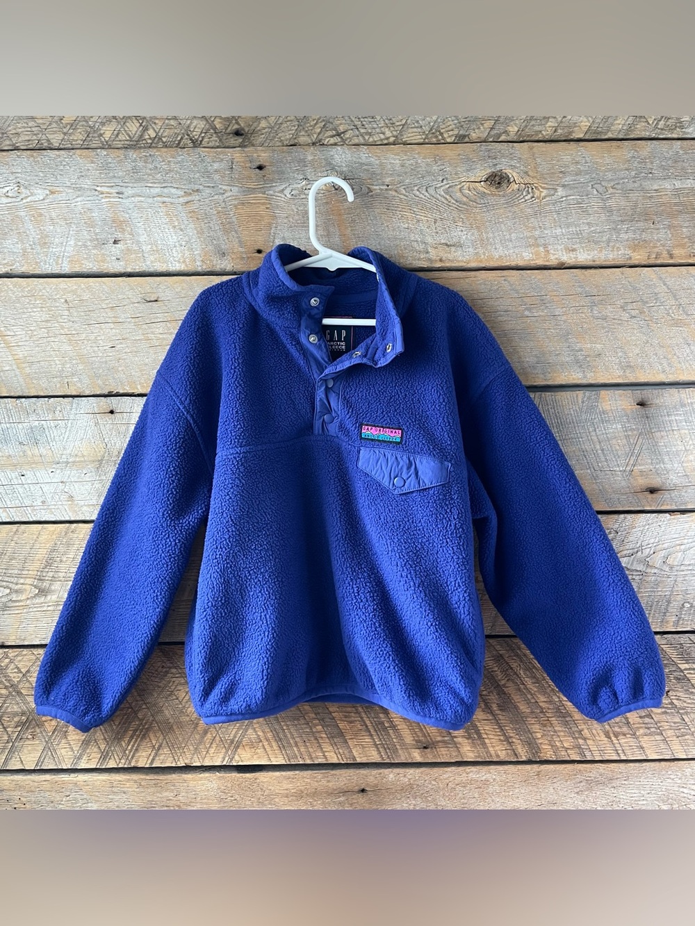 GAP Kids Arctic Fleece 1/4 Snap Pullover in Cobalt Sz Small 6-7 Cozy Casual - Picture 8 of 9